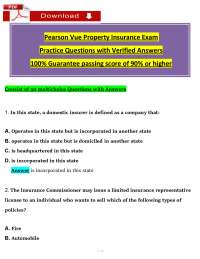 Pearson VUE Property Insurance Exam | Practice Questions & Study Guide | Licensing Prep