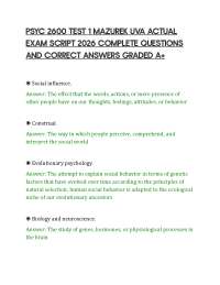 PSYC 2600 TEST 1 MAZUREK UVA ACTUAL EXAM SCRIPT 2026 COMPLETE QUESTIONS AND CORRECT ANSWER