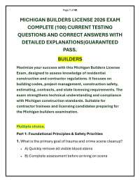 MICHIGAN BUILDERS LICENSE 2026 EXAM COMPLETE (100) CURRENT TESTING QUESTIONS AND CORRE