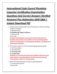 International Code Council Plumbing Inspector Certification Examination Questions
