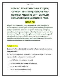 NERC RC 2026 EXAM COMPLETE (100) CURRENT TESTING QUESTIONS AND CORRECT ANSWERS WITH DETA