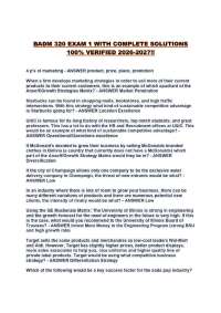 BADM 320 EXAM 1 WITH COMPLETE SOLUTIONS 100% VERIFIED 2026-2027!!