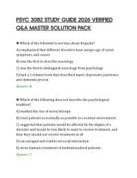 PSYC 3082 STUDY GUIDE 2026 VERIFIED Q&A MASTER SOLUTION PACK