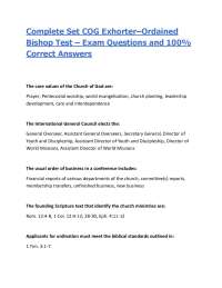Complete Set COG Exhorter–Ordained Bishop Test – Exam Questions and 100% Correct Answers