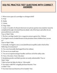 DOJ FSC Questions and Answers (PDF) | 2026 California Firearm Safety Exam