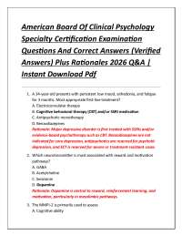American Board Of Clinical Psychology Specialty Certification Examination Questions
