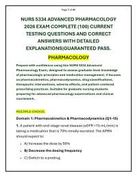 NURS 5334 ADVANCED PHARMACOLOGY 2026 EXAM COMPLETE (100) CURRENT TESTING QUESTIONS AND C