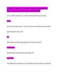 oregon tattoo license exam questions and correct answers 2026/2027