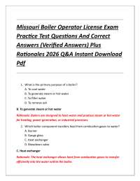 Missouri Boiler Operator License Exam Practice Test Questions And Correct Answers (Verif