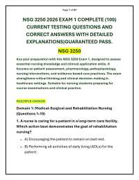 NSG 3250 2026 EXAM 1 COMPLETE (100) CURRENT TESTING QUESTIONS AND CORRECT ANSWERS WITH D