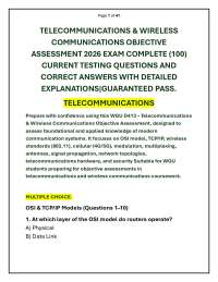 TELECOMMUNICATIONS & WIRELESS COMMUNICATIONS OBJECTIVE ASSESSMENT 2026 EXAM COMPLETE (10