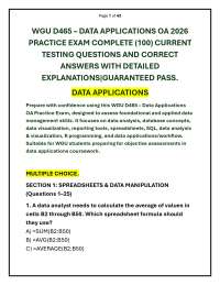 WGU D465 – DATA APPLICATIONS OA 2026 PRACTICE EXAM COMPLETE (100) CURRENT TESTING QUESTI