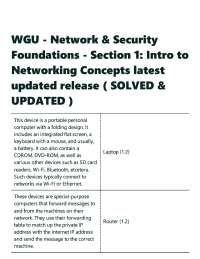 WGU Network and Security Foundations Section 1 Intro to Networking Concepts Exam Questions