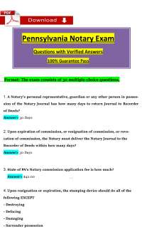 Pennsylvania Notary Exam | Practice Questions & Study Guide | Licensing Prep Resource