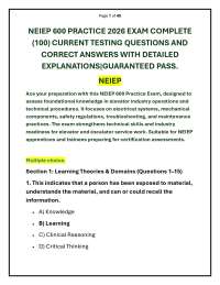 NEIEP 600 PRACTICE 2026 EXAM COMPLETE (100) CURRENT TESTING QUESTIONS AND CORRECT ANSWER