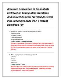 American Association of Bioanalysts Certification Examination Questions