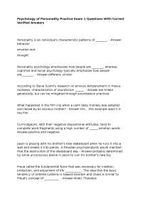 Psychology of Personality Practice Exam 1 Questions With Correct Verified Answers