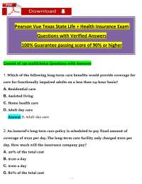 Pearson VUE Texas State Life & Health Insurance Exam | Practice Questions & Study Guide