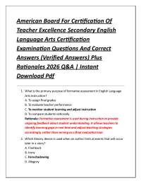 American Board For Certification Of Teacher Excellence Secondary English Language Arts