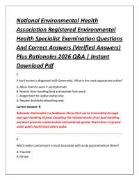 National Environmental Health Association Registered Environmental Health Specialist