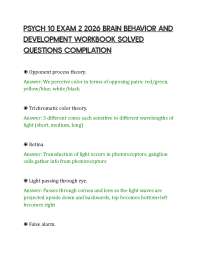 PSYCH 10 EXAM 2 2026 BRAIN BEHAVIOR AND DEVELOPMENT WORKBOOK SOLVED QUESTIONS COMPILATION