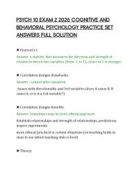 PSYCH 10 EXAM 2 2026 COGNITIVE AND BEHAVIORAL PSYCHOLOGY PRACTICE SET ANSWERS FULL SOLUTIO