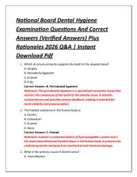National Board Dental Hygiene Examination Questions And Correct Answers (Verified Answer