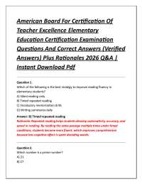 American Board For Certification Of Teacher Excellence Elementary Education