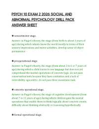 PSYCH 10 EXAM 2 2026 SOCIAL AND ABNORMAL PSYCHOLOGY DRILL PACK ANSWER SHEET