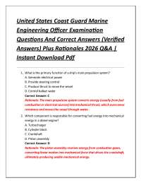 United States Coast Guard Marine Engineering Officer Examination Questions