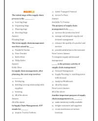 SUPPLY CHAIN MANAGEMENT STUDY GUIDE TEST EXAM WITH MULTIPLE CHOICE QUESTIONS AND ANSWERS A