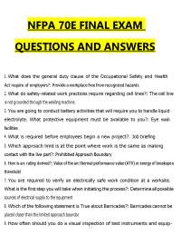NFPA 70E Final Exam (PDF) | 2026 Safety Exam Questions | Electrical Safety