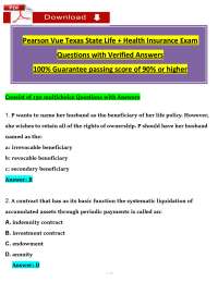 Pearson VUE Texas State Life & Health Insurance Exam | Practice Questions & Study Guide