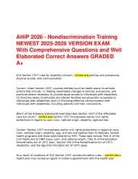 AHIP 2026 - Nondiscrimination Training NEWEST 2025-2026 VERSION EXAM With Comprehensive Qu