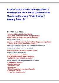 MSW Comprehensive Exam (2026-2027 Update) with Top-Ranked Questions and Confirmed Answers