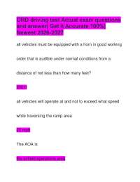 ORD driving test Actual exam questions and answer| Get it Accurate 100%| Newest 2026-2027