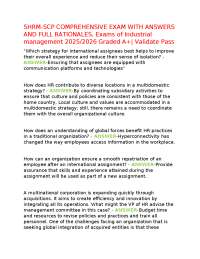 SHRM-SCP COMPREHENSIVE EXAM WITH ANSWERS AND FULL RATIONALES, Exams of Industrial manageme