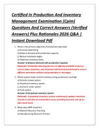 Certified In Production And Inventory Management Examination (Cpim) Questions