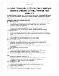 Certified Tile Installer (CTI) Exam QUESTIONS AND VERIFIED ANSWERS WITH RATIONALES JUST RE