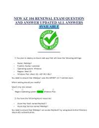 NEW AZ 104 RENEWAL EXAM QUESTION AND ANSWER UPDATED ALL ANSWERS AVAILABLE
