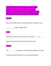 LADWP Electric Station Operator (Circuit Breakers, Disconnects, Transformers) exam