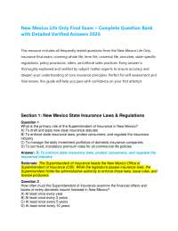 New Mexico Life Only Insurance License Final Exam Prep: 250+ Practice Questions & Verified