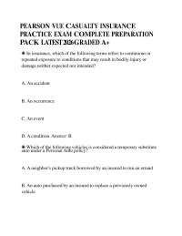PEARSON VUE CASUALTY INSURANCE PRACTICE EXAM COMPLETE PREPARATION PACK LATEST2026