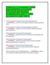 Python for IT Automation (WGU D522)VERIFIED ACCURATE SOLUTION (DETAILED & ELABORATED) |