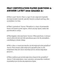 PEAT CERTIFICATION PAPER QUESTIONS & ANSWERS LATEST 2026 GRADED A+