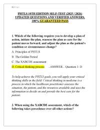 PHTLS10THEDITIONSELF-TEST(2025/ 2026) UPDATEDQUESTIONSANDVERIFIEDANSWERS, 100%GUARANTEEDPA