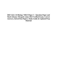 2026 AQA AS Biology 7401/1 Paper 1 – Question Paper and Mark Scheme (Merged) | June 2025