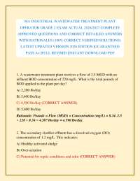 MA INDUSTRIAL WASTEWATER TREATMENT PLANT OPERATOR GRADE 2 EXAM ACTUAL 2026/2027 COMPLETE