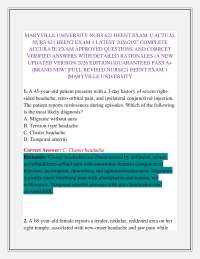 MARYVILLE UNIVERSITY NURS 621 HEENT EXAM 1/ ACTUAL NURS 621 HEENT EXAM 1 LATEST 2026/2027