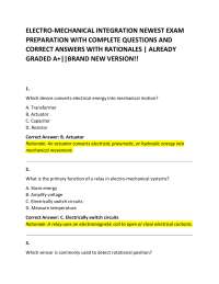 ELECTRO-MECHANICAL INTEGRATION NEWEST EXAM PREPARATION WITH COMPLETE QUESTIONS AND CORRE